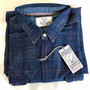 Flag & Anthem Plaid Long Sleeve Button Down Shirt
